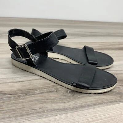 Farylrobin Womens Ankle Strap Black White Flat Sandals Size 8 - Image 1 of 4