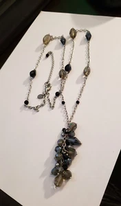LIA SOPHIA GLAMORAMA NECKLACE - SILVER TONE - GLASS & RESIN BEADS 32-35" - Picture 1 of 10