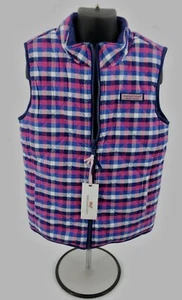 Vineyard Vines Reversible Blue Sherpa & Pink Plaid Shep Vest Girl's XL (16) NWT - Picture 1 of 9