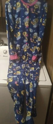 Винтажный Looney Tunes ноги синий Tweety птица кнопка вверх JR размер L 11/13 Pjs Sleepwear - Изображение 1 из 4