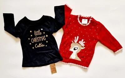 Nuevo Saltador LILY & DAN/GEORGE Baby Girl 3-9 Meses 2 Piezas Navidad Foto 1 de 4