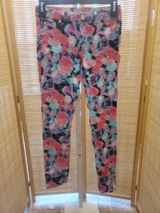 Justice Premium Jeans Girls Size 10 R Multi Color Floral Skinny Leg Pockets - Picture 1 of 12