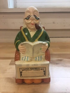 Vintage Grandpa Rocking Chair Old Man Social Security Japan Ceramic Bank - Picture 1 of 7
