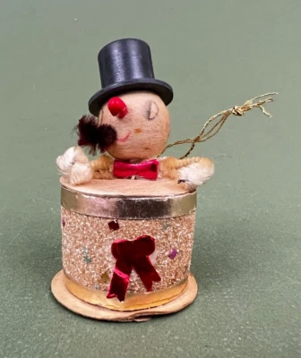 VTG Japan Shiny Brite Spun Cotton Face Chenille Trim Snowman Smoke Pipe Ornament Foto 1 de 4