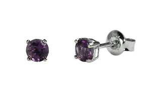 Genuine Amethyst 4.0mm 925 Sterling Silver Basket Stud Earring For Kid, Women - Picture 1 of 2