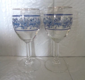 Juego de (2) - Tallo - Flores Azules / Florales - Vino / Copas de Agua / Copas - Imagen 1 de 2