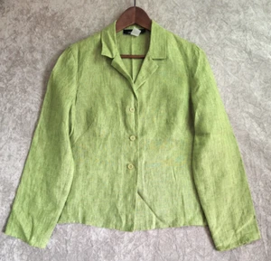 Jones New York Women's Size 8 100% Linen Lime Green 3-Button Blazer Jacket - Picture 1 of 9