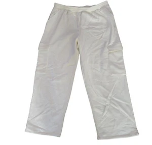 No Boundaries Cargo Wide Leg Fleece Pants Women's XXL 19 Winter White NWT - Picture 1 of 1