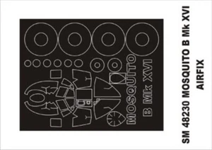 DH MOSQUITO B Mk.XVI CANOPY & WHEELS PAINTING MASK for AIRFIX 1/48 PMASK SM48230 - Picture 1 of 1