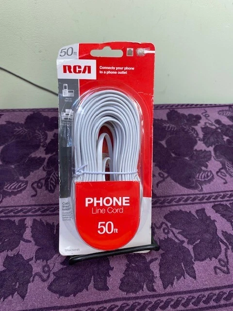 2012 RCA 50 Ft White Phone Line Cord TP443WHR White New Sealed - Image 1 of 3