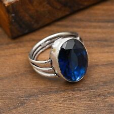 Blue Topaz Gemstone 925 Silver Ring Handmade Jewelry  Birthday Gift For Women