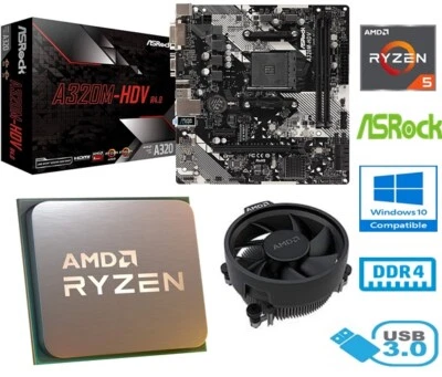 AMD RYZEN 5 3500 BUNDLE - 6 CORE - ASROCK A320M-HDV MOTHERBOARD - Image 1 of 4