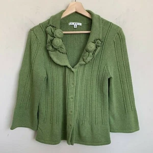 CAbi Pullover grün Kragen Applikation Design Druckknopfleiste 3/4 Arm Größe M - Bild 1 von 7