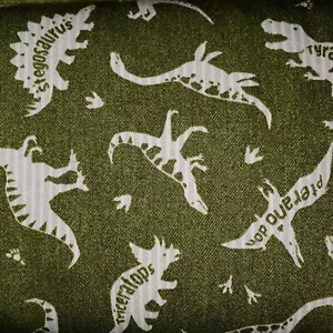 Dinosaurier Köper grün türkis blau Meterware Baumwolle Dinosaurier - Bild 1 von 4
