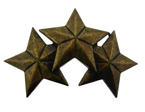 Triple 3 Tri Stars Belt Buckle Rock Rebel Brass Bronze Gothic Tattoo New Men Big - Picture 1 of 8