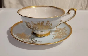 SHELLEY Vintage English Bone China Teacup and Saucer Set - Gold Rimmed - Picture 1 of 5