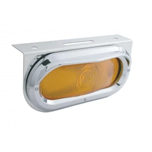 Stainless Light Bracket w/ 6" Oval Light & Visor - Amber Lens - Bild 1 von 6