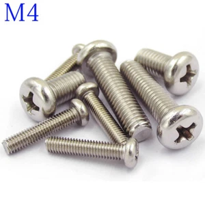 M4 X 0.7 4mm 304 Stainless Steel Phillips Pan Head Machine Screws bolts A2 - Picture 1 of 4