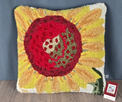 Almohada de girasol Chandler 4 esquinas ¡Nueva! Alfombra gancho lana estilo 1 o 2 Laura Megroz Foto 1 de 4