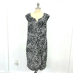 Vestido midi para mujer Adrianna Papell talla 14W blanco y negro estampado animal sin mangas - Imagen 1 de 11