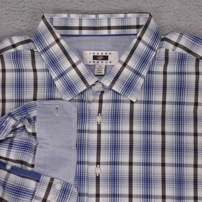 Camisa Joseph Abboud Para Hombre 3X Azul Marrón A Cuadros Abotonada Manga Larga Foto 1 de 4