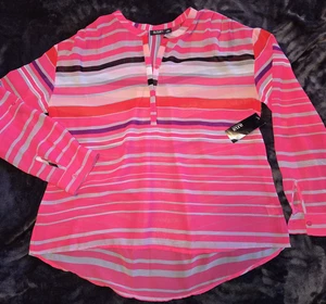 A New Approach rosa gestreiftes transparentes Tunika-Top Damen Größe PXL - Bild 1 von 10