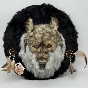 Plumas decorativas de piel sintética para colgar en la pared con cabeza de lobo montada en América occidental - Imagen 1 de 15