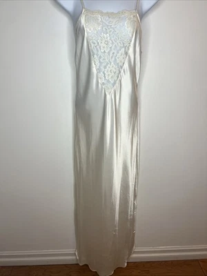 Vtg Victorias Secret Gold Label Ivory Satin Lace Slip Dress S Lingerie Bridal - Image 1 of 4