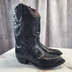 Stivali da cowboy Tony Lama Teju Lizard da uomo taglia 11 EE neri - Foto 1 di 21