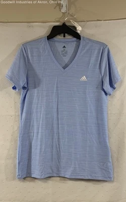 Adidas NWT Blue Heather Climalite V-Neck Athletic T-Shirt Women's M - Image 1 of 4