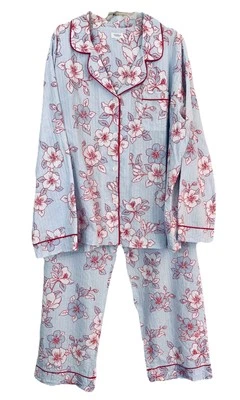 Комплект пижамы с головкой кровати 3X цветочная полоса органический хлопок Seersucker с длинным рукавом легкий - Изображение 1 из 4