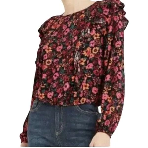 Blusa Floral Roja Wild Fable Talla XS Manga Larga Nueva con Etiquetas - Imagen 1 de 8