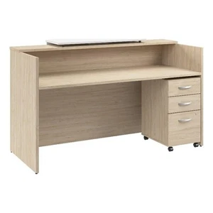 Arrive 72W x 30D Reception Desk with Drawers in Natural Elm - Engineered Wood - Picture 1 of 12