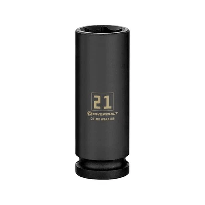 Powerbuilt 1/2 Inch Drive x 21 MM 6 Point Deep Impact Socket - 647189 - Image 1 of 4