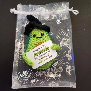 Witch Avocado Crochet Stuffed Animal Plushie Halloween Plush Encouragement Posit - Picture 1 of 14