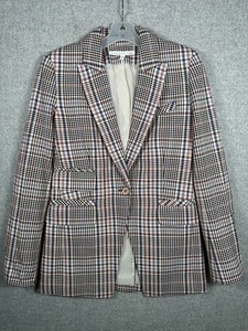 Veronica Beard 4 Plaid Blazer Jacket Lined One Button Multicolor Cotton Blend - Picture 1 of 19