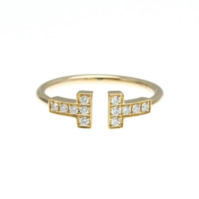 Auténtico anillo de diamantes de alambre Tiffany & Co. T de oro rosa de 18 quilates usado en EE. UU. 5,75 Foto 1 de 4