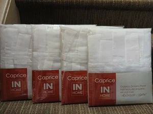 Set Of 4 Sheer White Polyester Organza Tab-top Drapery Panals 55x96 Curtains New - Picture 1 of 8