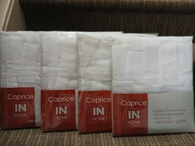 Set Of 4 Sheer White Polyester Organza Tab-top Drapery Panals 55x96 Curtains New - Image 1 of 4