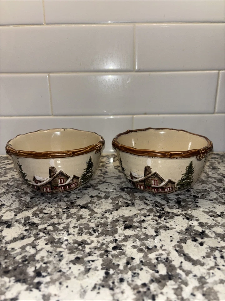 ST. NICHOLAS SQUARE SNOW VALLEY DIP BOWL (FOR DIP & SPREADER) 5” - Image 1 of 4