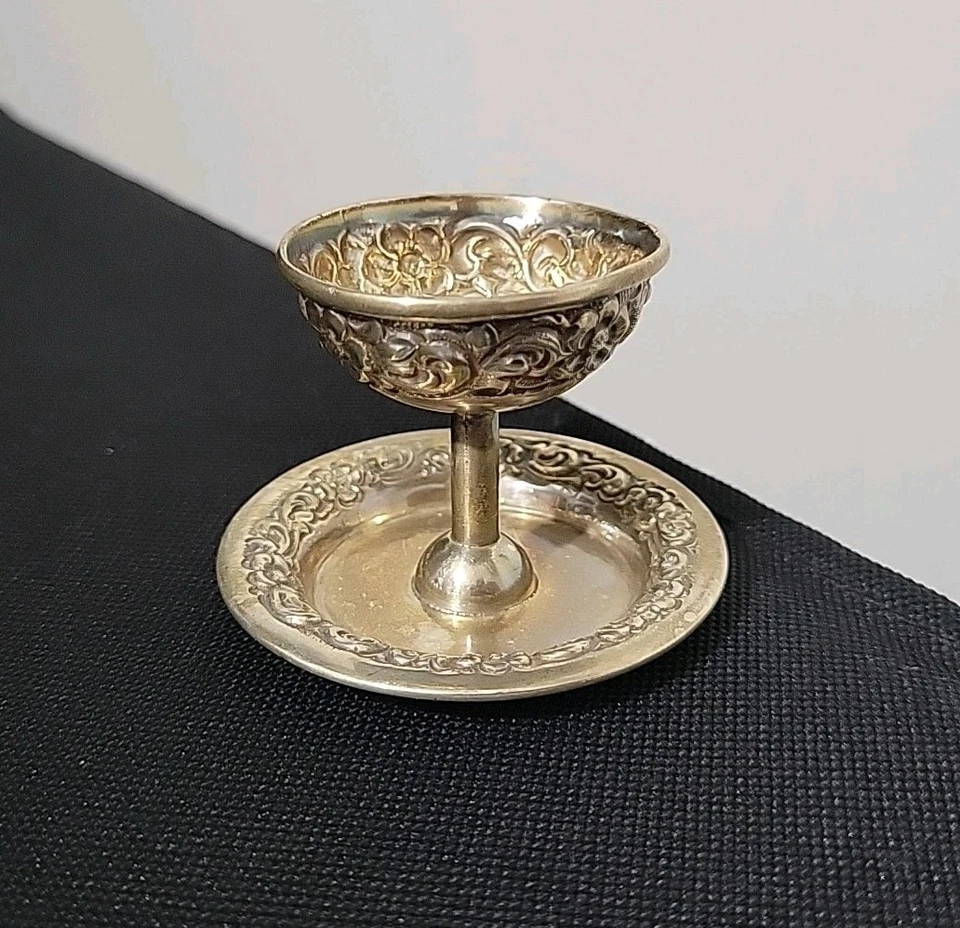 Antigua compota miniatura de plata esterlina Watson Co. de 1900 Tazza floral 28 g Foto 1 de 4