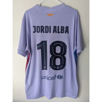 Camiseta FC Barcelona 2021-22 Visitante Jordi Alba Hombre XL Auténtica Nike Kit Púrpura Foto 1 de 4