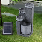 4 Tier Cement Bowls Solar Powered Water Feature Fountain With Led Lights Outdoor