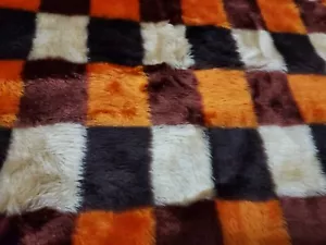 Vintage 60s Faux Fur Fabric Burnt Orange Tan Chocolate Brown NOS 36x57in - Picture 1 of 14