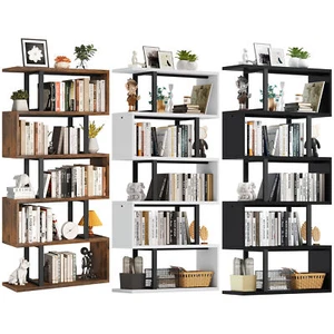 6-Tier S Shaped Bookshelf Modern Geometric Bookcase Display Rack Storage Shelf - Picture 1 of 16