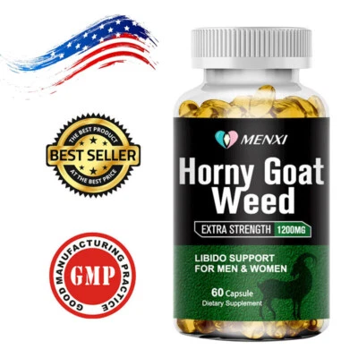MENXI Horny Goat Weed Extract 1200mg Maca Root, Saw Palmetto Ginseng,Arginine US - Image 1 of 4