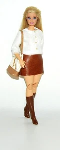 1/6 fashion dolls HANDMADE leather brown skirt+ blouse fits 12 inch Curvy Dolls - Picture 1 of 7