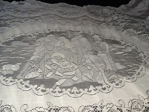 Elegante Feiertag Tischdecke cremeweiß Spitze Krippe Weihnachten 51" x 68" Vintage - Bild 1 von 6