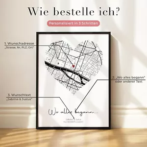 Valentinstag Geschenk - Personalisierte Koordinaten DinA4 Bild für Ihn & Sie - Bild 1 von 5