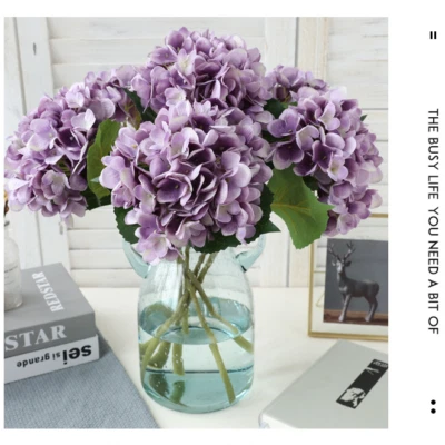 5 pcs Hydrangea Artificial 18" Royal Real Touch Hydrangea Heads with Stems - Image 1 of 4